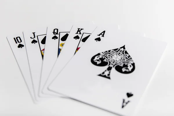 Royal Flush em fundo branco — Fotografia de Stock