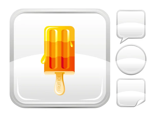 Icône de la nourriture dessert avec crème glacée aux fruits et autres formes de boutons vierges — Image vectorielle