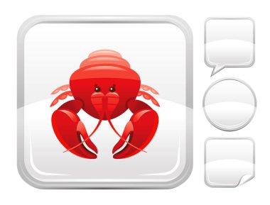 Kare arka plan ve diğer boş düğme formları üzerinde kanser ile Deniz plajı ve seyahat simgesi - kabarcık, daire, etiket konuşma