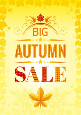 Sonbahar satış tasarımı için modern zarif tarzı soyut sonbahar arka plan Vektör illüstrasyon. Güneşli renk, düşen yaprak deseni.