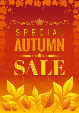 Sonbahar satış tasarımı için modern zarif tarzı soyut sonbahar arka plan Vektör illüstrasyon. Güneşli renk, düşen yaprak deseni.