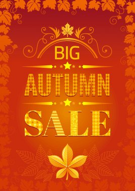 Sonbahar satış tasarımı için modern zarif tarzı soyut sonbahar arka plan Vektör illüstrasyon. Güneşli renk, düşen yaprak deseni.