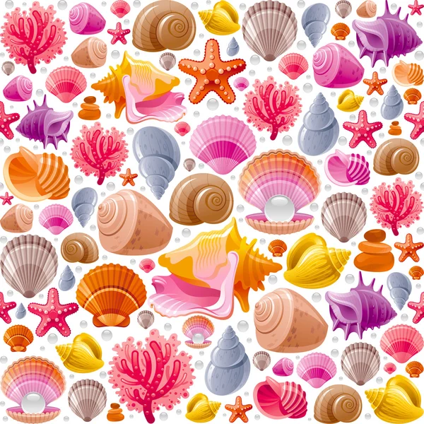 Sömlös Sea Ikonuppsättning resor, underwater dykning djur - seashell, pilgrimsmussla, mollusk-skal och mer marina snäckor ikoner. Vektor illustration abstrakt mall. Elegant modern stil, vit bakgrund. Stockillustration