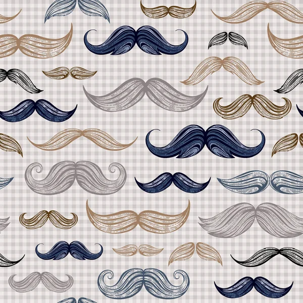 Vintage Moustaches Seamless Hand Drawn Pattern Retro Classic French British — Stock Vector