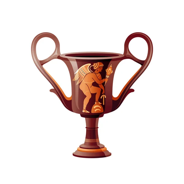 Vaso Greco Antico Vettore Ceramica Antica Brocca Greca Vecchia Anfora — Vettoriale Stock