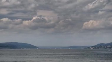 Konstanz Gölü, Almanya, Timelapse üzerinde bulut hareketi