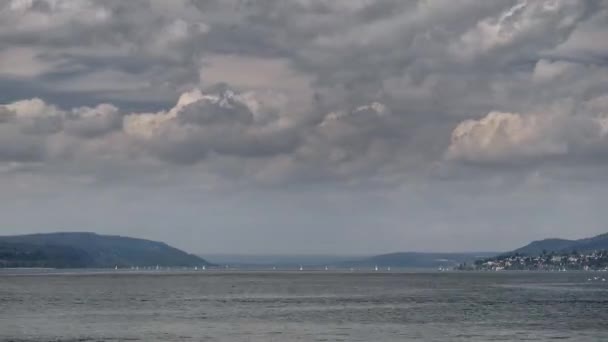 Movimento na nuvem sobre o Lago Constança, Alemanha, Timelapse — Vídeo de Stock
