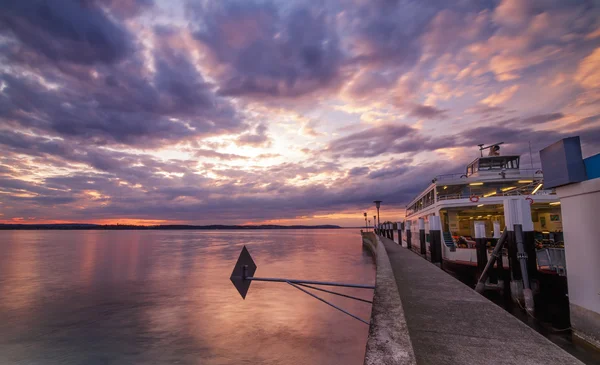 Zonsondergang boven de Bodensee, Duitsland — Stockfoto