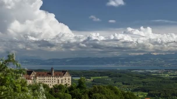 Castello Heiligenberg Time Lapse con il Lago di Costanza nella parte posteriore — Video Stock