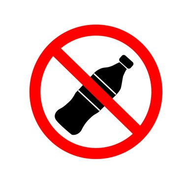 Simge içme. Beyaz arka plan üzerinde izole içmek yok. Kırmızı daire yasağı sembolü. Düz sembolü durdurmak. Hisse senedi