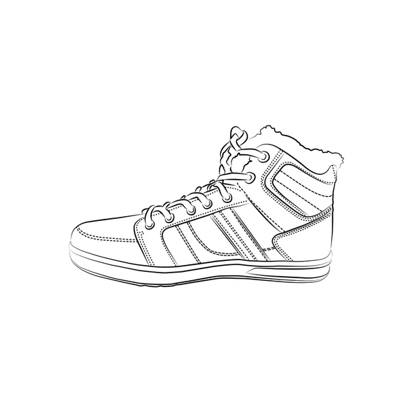 Περιγράμματος παπούτσια. ύπουλος κινουμένων σχεδίων που απομονώνονται σε λευκό φόντο — Διανυσματικό Αρχείο