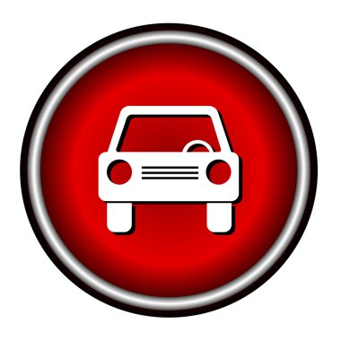 Araba vektör simgesi. Düz yuvarlak ikonik sembolü tarzıdır