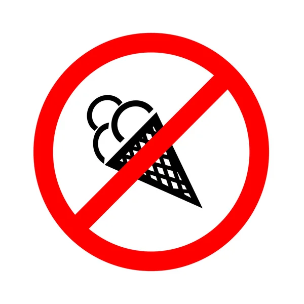 Ei jäätelöä, ruokaa ja syömistä kielletty symboli — vektorikuva
