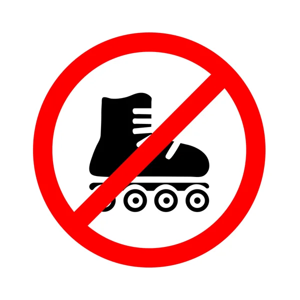 Ningún rodillo. Señal de prohibición: ningún tipo específico de zapato en las ruedas de rodillos . — Archivo Imágenes Vectoriales