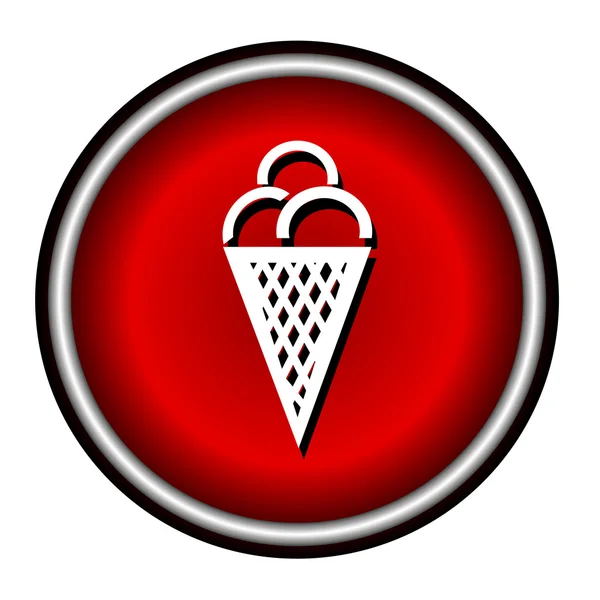 Jednoduché bílé zmrzlina vektorové piktogram na červený kruh. — Stockový vektor