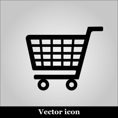 alışveriş sepeti işareti, gri arka plan üzerinde illüstrasyon vektör