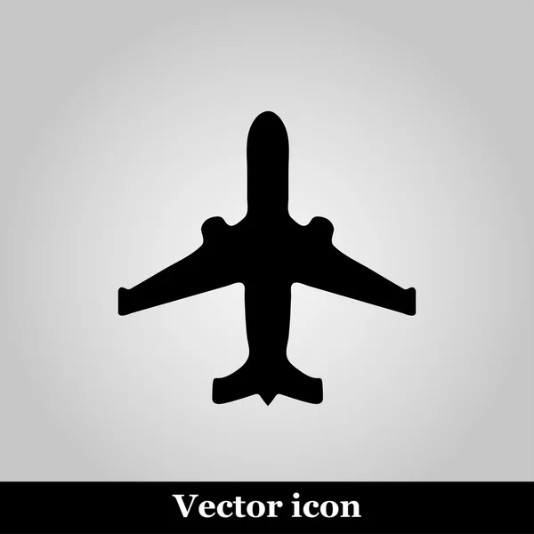 Icône web moderne avion noir sur fond gris — Image vectorielle