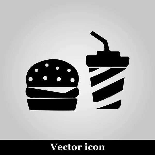Ploché ikony rychlého občerstvení na šedém pozadí — Stockový vektor