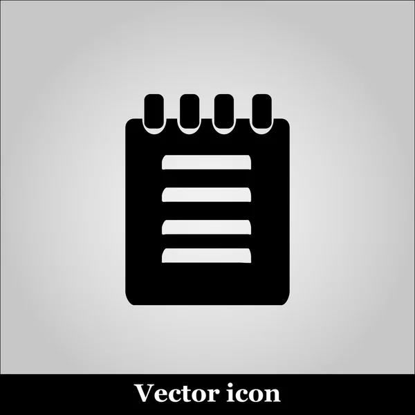 Notebook icon on grey background, vector illustration — Stock Vector