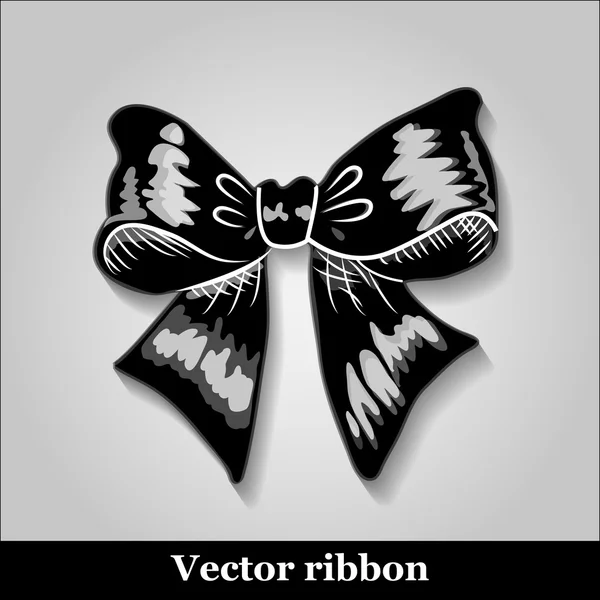 灰色の背景に黒のリボン色のギフト弓 — ストックベクタ