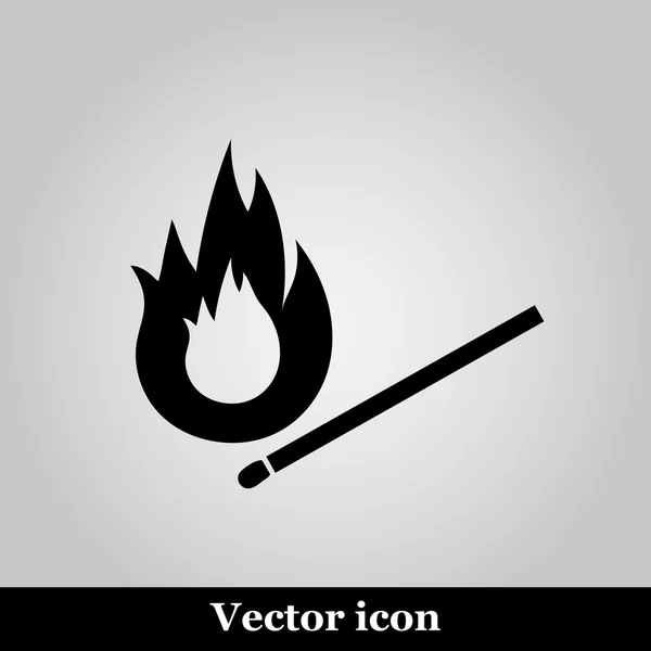 Ícone de vetor de fósforo em chamas no fundo cinza — Vetor de Stock