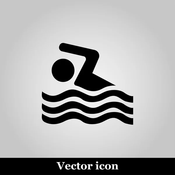 Signo de icono de natación sobre fondo gris, ilustración vectorial — Vector de stock