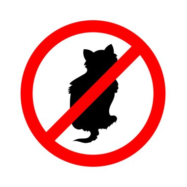 Kedi yok işareti, beyaz arka plan üzerinde izin verilmez yapmak