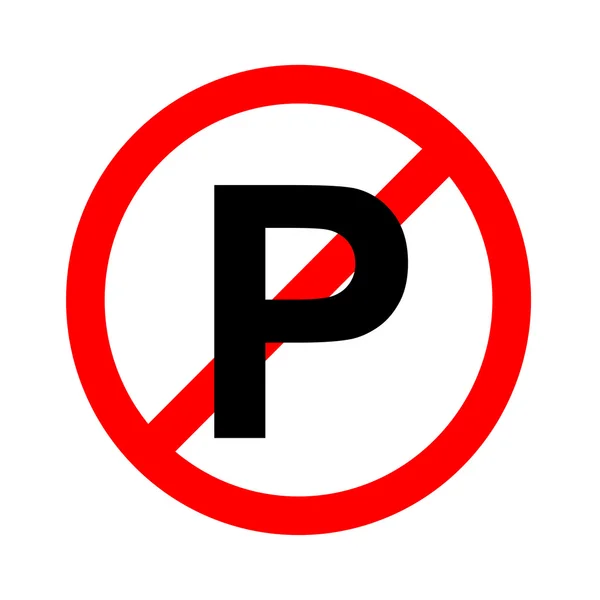 Nenhum ícone de sinal de estacionamento no fundo branco — Vetor de Stock