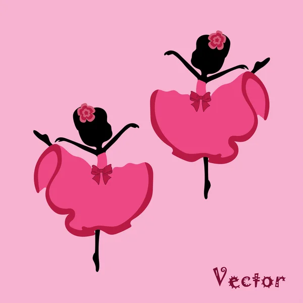 Hermosa bailarina de dibujo sobre un fondo rosa — Vector de stock