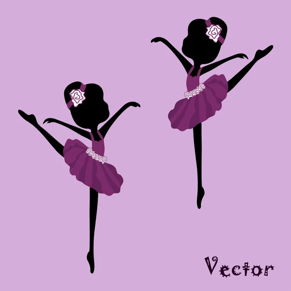 Bela bailarina desenho em um fundo roxo — Vetor de Stock