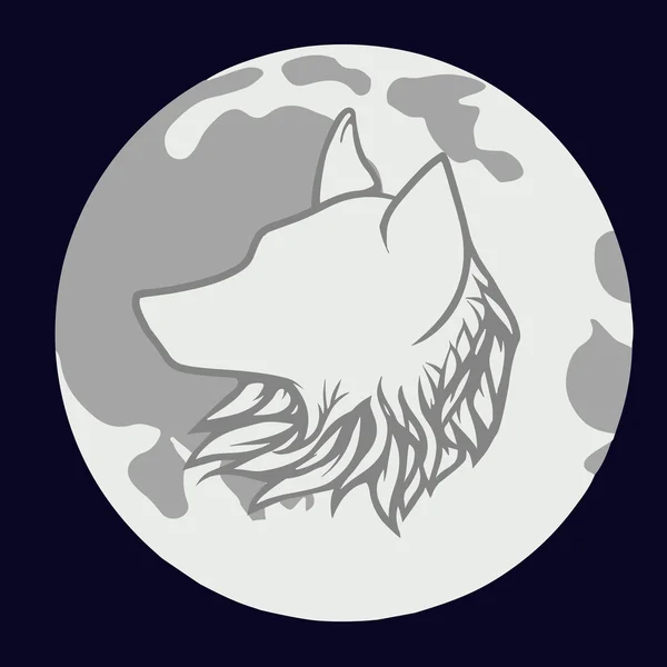 Wolf auf dem Mond — Stockvektor