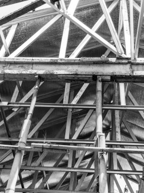 Selective focus. Steel structure. Construction.