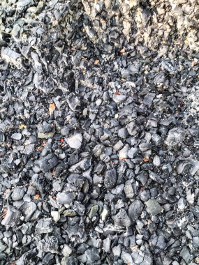 Sönmüş ateşin kömürleri. Yakın plan..