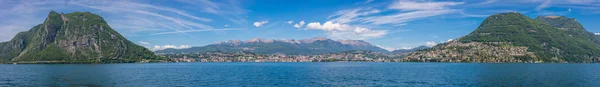 HD panoramatický pohled na Lugano-Švýcarsko — Stock fotografie