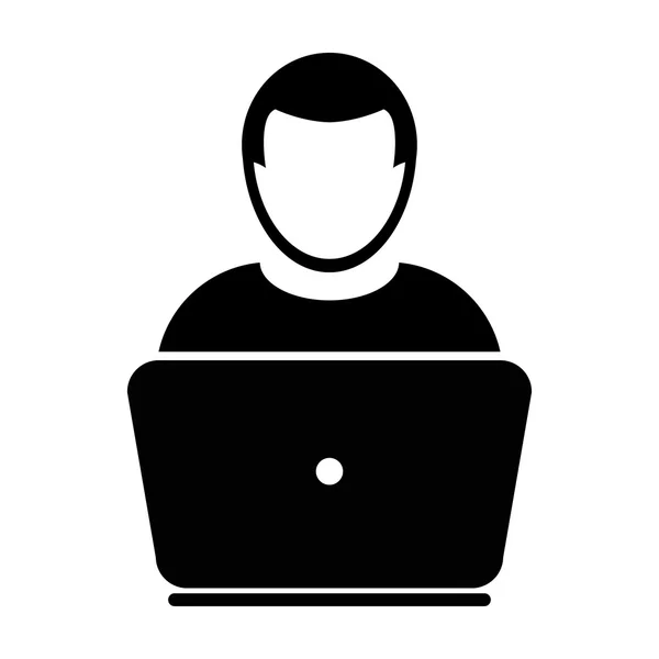Icône utilisateur ordinateur portable - Ordinateur, Appareil, Illustration vectorielle Glyphe travailleur — Image vectorielle
