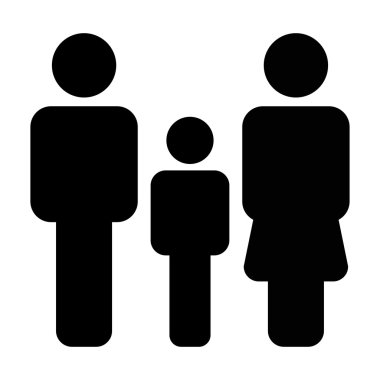 Aile Simgesi - Vektör çiziminde Ebeveynlik, Baba, Anne ve Çocuk Simgesi.