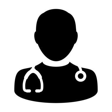 Doktor Icon - hekim, tıp, sağlık, Md kutsal kişilerin resmi içinde glif vektör çizim