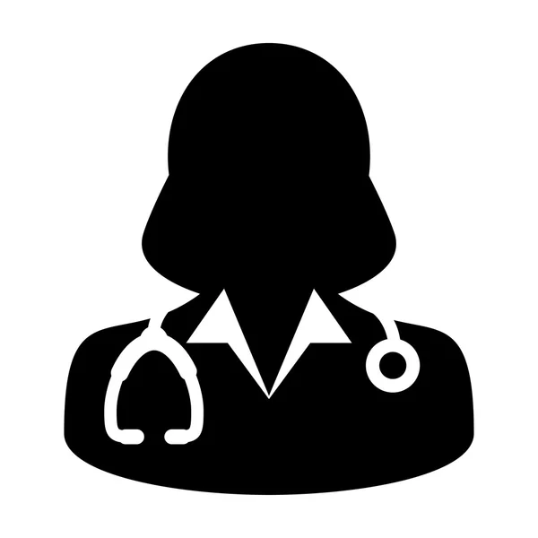 Kadın doktor Icon - hekim, tıp, sağlık, Md kutsal kişilerin resmi içinde glif vektör çizim