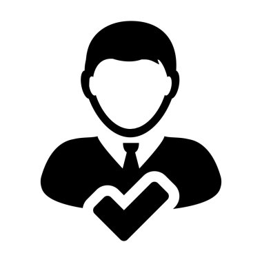 Kullanıcı simgesi - onaylama, kabul et, hesap, Avatar, profil glif vektör çizim