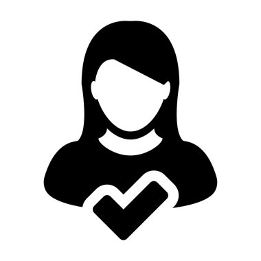 Kullanıcı simgesi - onaylama, kabul et, hesap, Avatar, profil glif vektör çizim