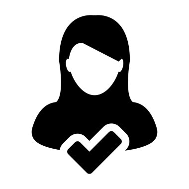 Kullanıcı simgesi - onaylama, kabul et, hesap, Avatar, profil glif vektör çizim