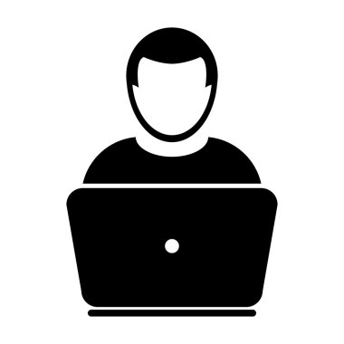 Kullanıcı simgesi - dizüstü, bilgisayar, aygıt, alt simge vektör çizim