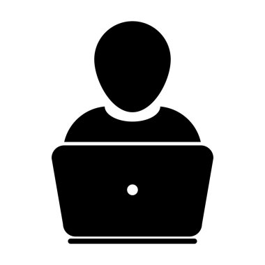 Kullanıcı simgesi - dizüstü, bilgisayar, aygıt, alt simge vektör çizim