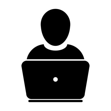 Kullanıcı simgesi - dizüstü, bilgisayar, aygıt, alt simge vektör çizim