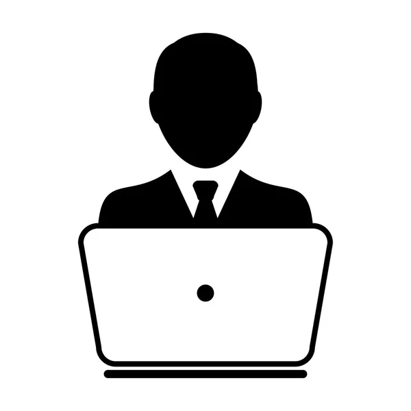 Icona utente - Computer portatile, Computer, Dispositivo, Illustrazione vettoriale del glifo del lavoratore — Vettoriale Stock