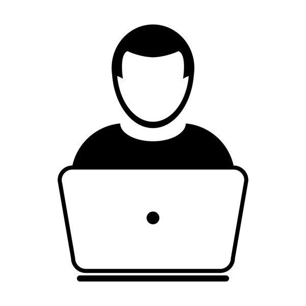 Icono de usuario - Ordenador portátil, Ordenador, Dispositivo, ilustración de vectores de glifos de trabajador — Archivo Imágenes Vectoriales