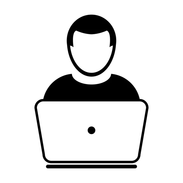 Benutzersymbol - Laptop, Computer, Gerät, Worker Glyph Vektor Illustration — Stockvektor