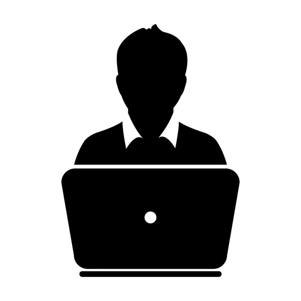 Піктограма користувача - ноутбук, комп'ютер, пристрій, робочий гліф Векторні ілюстрації — стоковий вектор