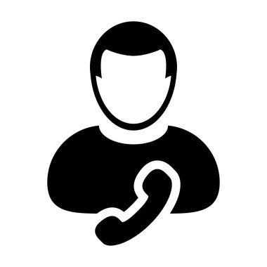 Kullanıcı simgesi - telefon, ilgili kişi, destek glif vektör çizim