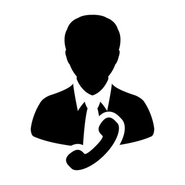 Kullanıcı simgesi - telefon, ilgili kişi, destek glif vektör çizim